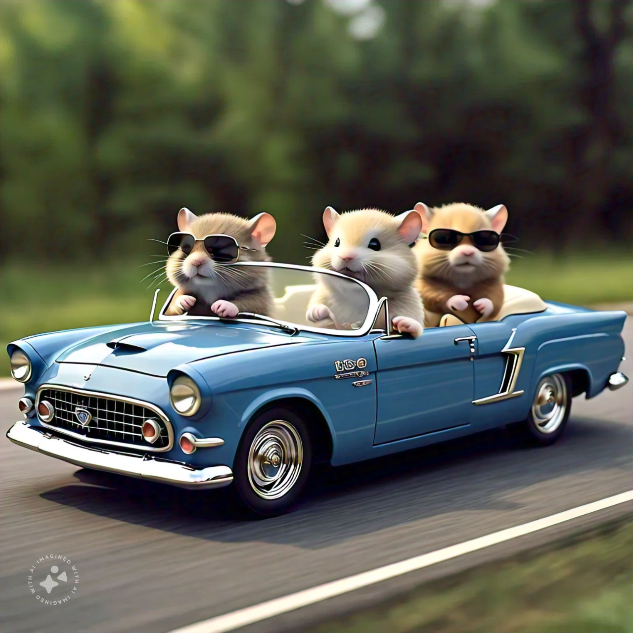 1957_blue_ford_t_bird_convertible_being_driven_by_hamsters